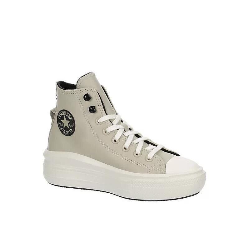 Converse Chuck Taylor All Star Move Platform Black White Women Sneaker Shoe Leather Beige