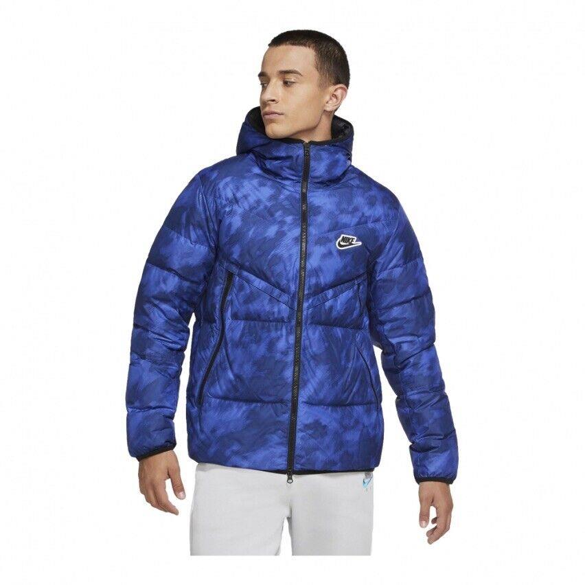 Nike Nsw Down-fill Puffer Jacket Winter CU4406-492 Blue/black Sz M-short