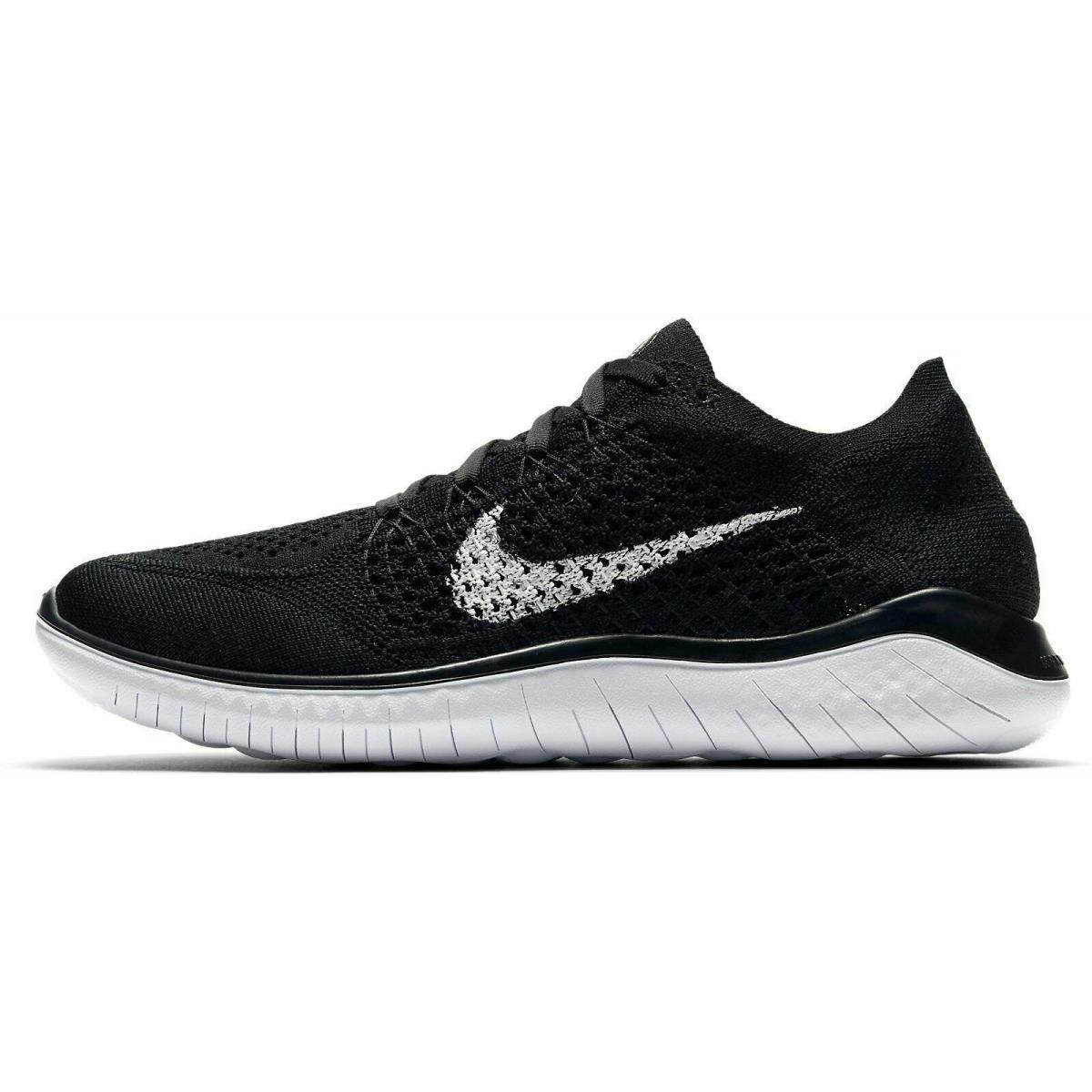 Wmns Nike Free RN Flyknit 2018 Running Shoes Blk/wht 942839-001 US Sz 7.5-11.5 - Black / White