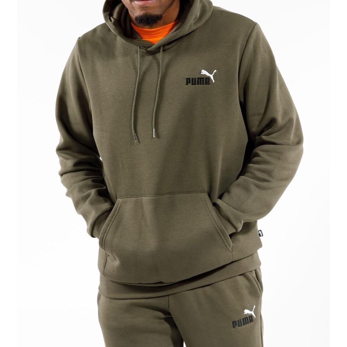 Men`s Puma Essential Embroidery Logo Sweat Hoodie + Matching Pants Tracksuits Grape Leaf