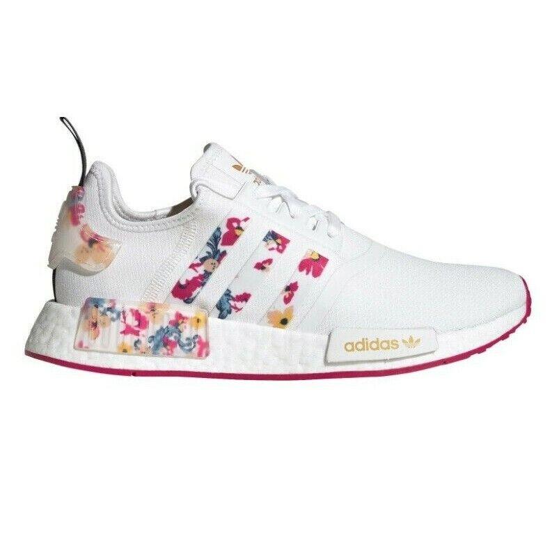 Adidas NMD_R1 Women`s Sneaker Shoes FY3666 White/floral sz 9.5 10 11 - White/Floral