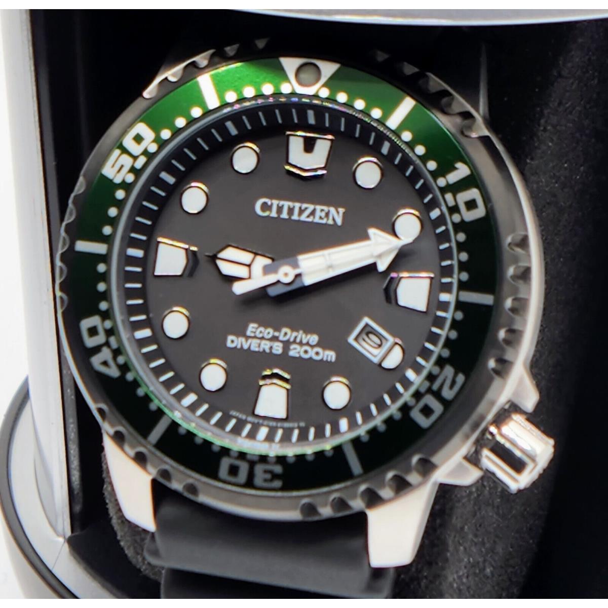 Citizen Promaster Diver Eco-drive Men`s Watch Green Bezel Black Dial BN0155-08E