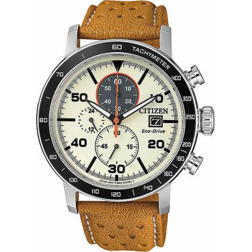 Citizen CA0641-16X Eco-drive Chronograph Tachymeter Leather Strap Mens Watch
