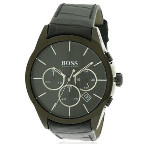 Hugo Boss Leather Chronograph Mens Watch 1513367