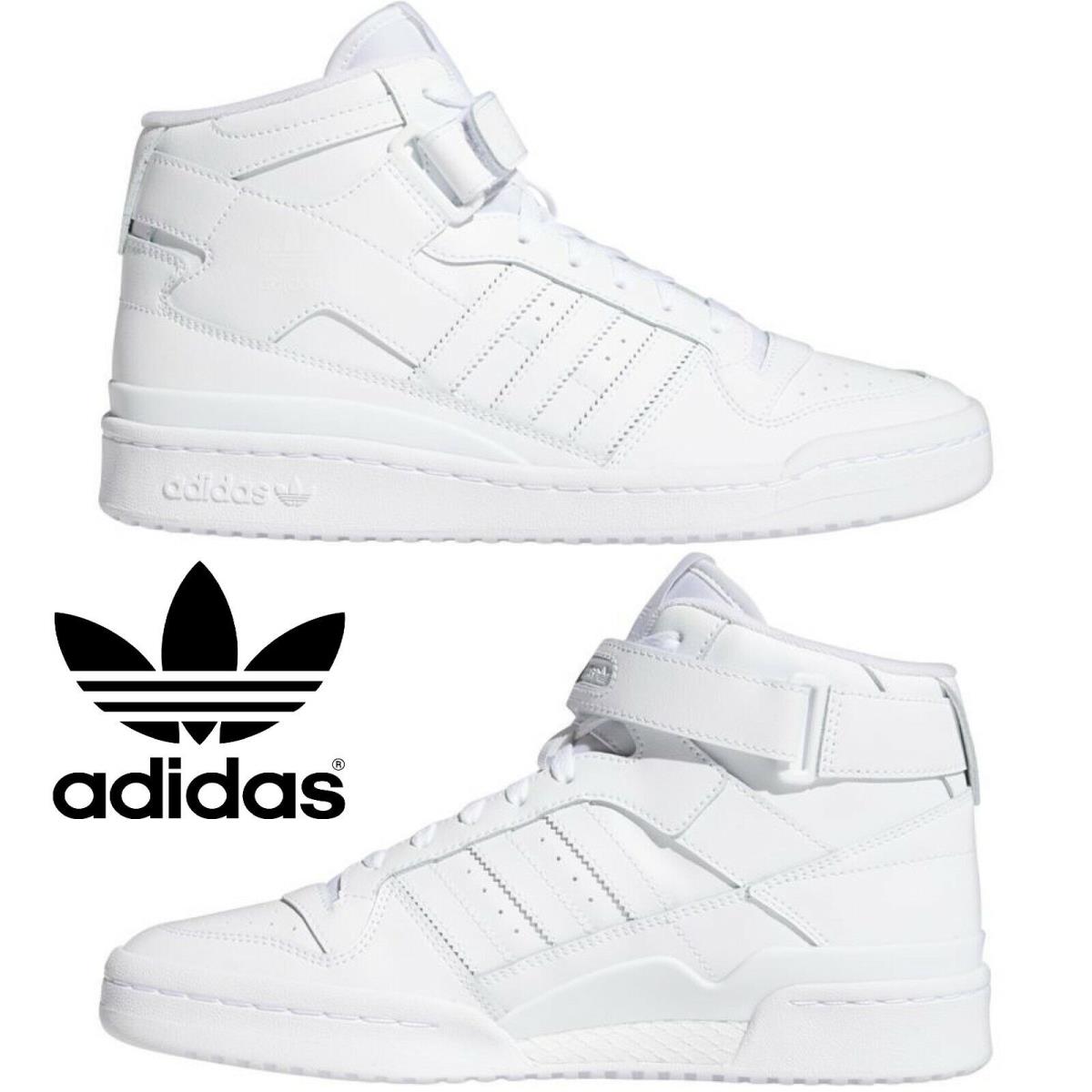Adidas Originals Forum Mid Men`s Sneakers Comfort Casual Shoes High Top White - White , White/White/White Manufacturer