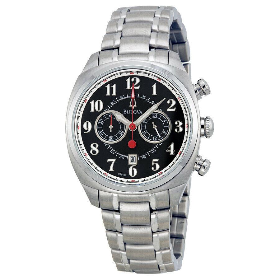 Bulova Mens 96B162 Adventurer Black Dial Chronograph Steel Bracelet Watch