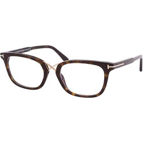 Eyeglasses Tom Ford FT 5637 -B 052 Shiny Classic Dark Havana Rose Gold/blue Bl