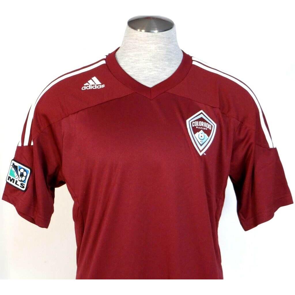 Adidas Climacool Colorado Rapids Burgundy Short Sleeve Soccer Jersey Men`s