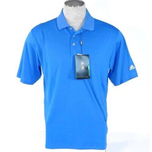 Adidas Golf Signature Moisture Wicking Blue Short Sleeve Polo Shirt Men`s