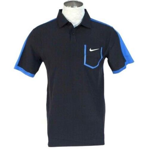Nike Golf Tour Performance Dri Fit Black Blue Short Sleeve Polo Shirt Mens