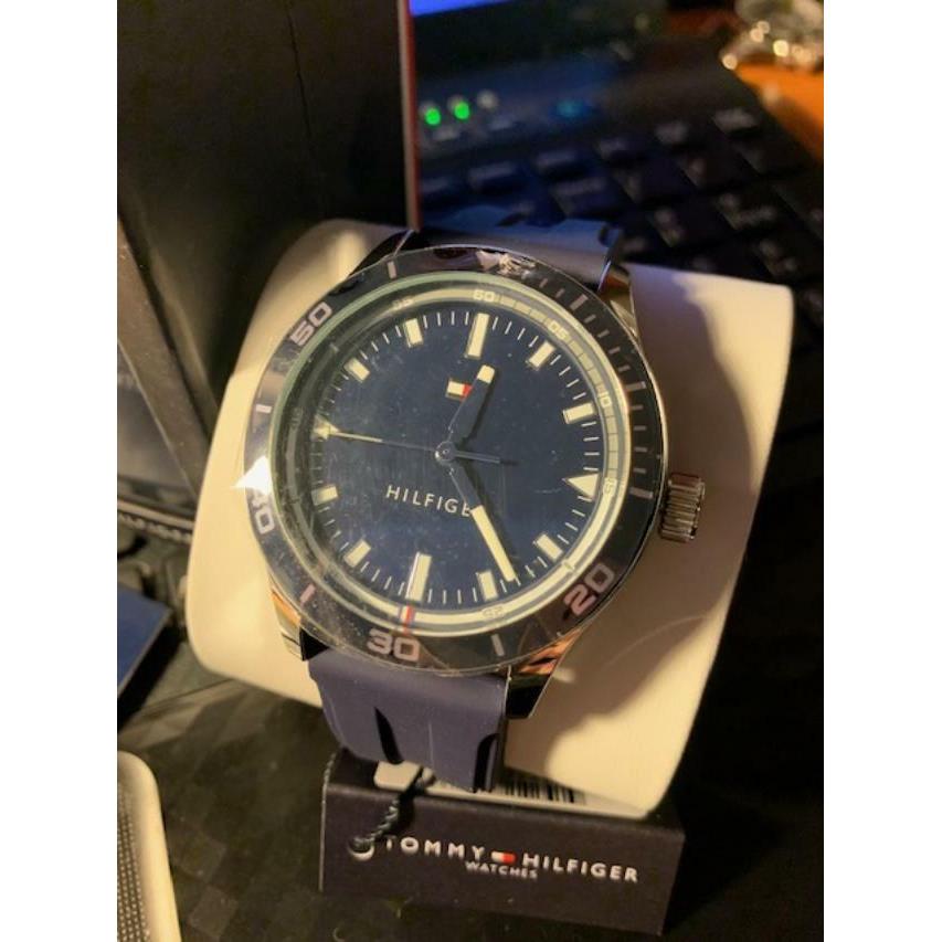 Tommy Hilfiger Men`s Navy Silicone Strap Watch 44mm