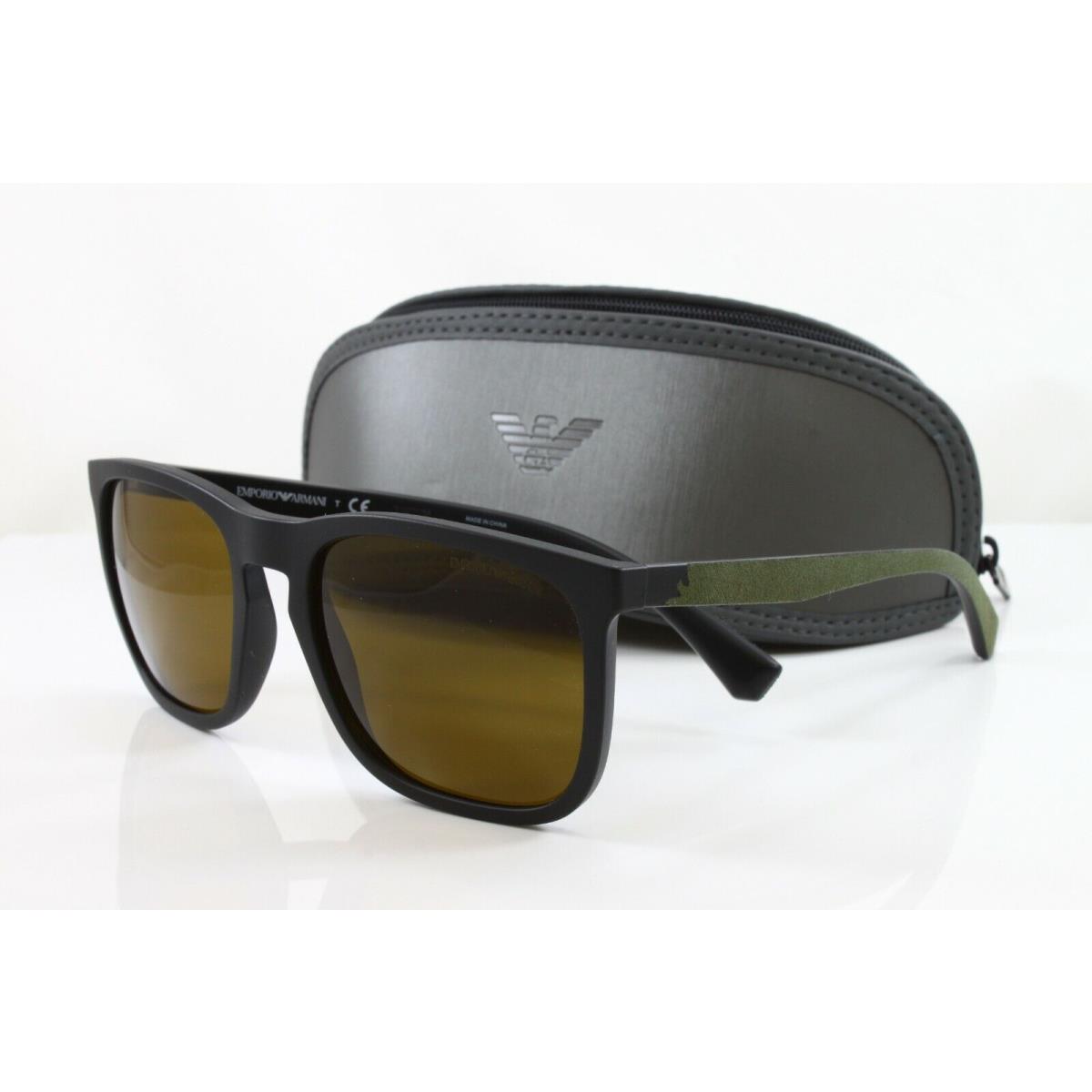 Emporio Armani EA4132-504273 Men`s Square Sunglasses Matte Black 57mm