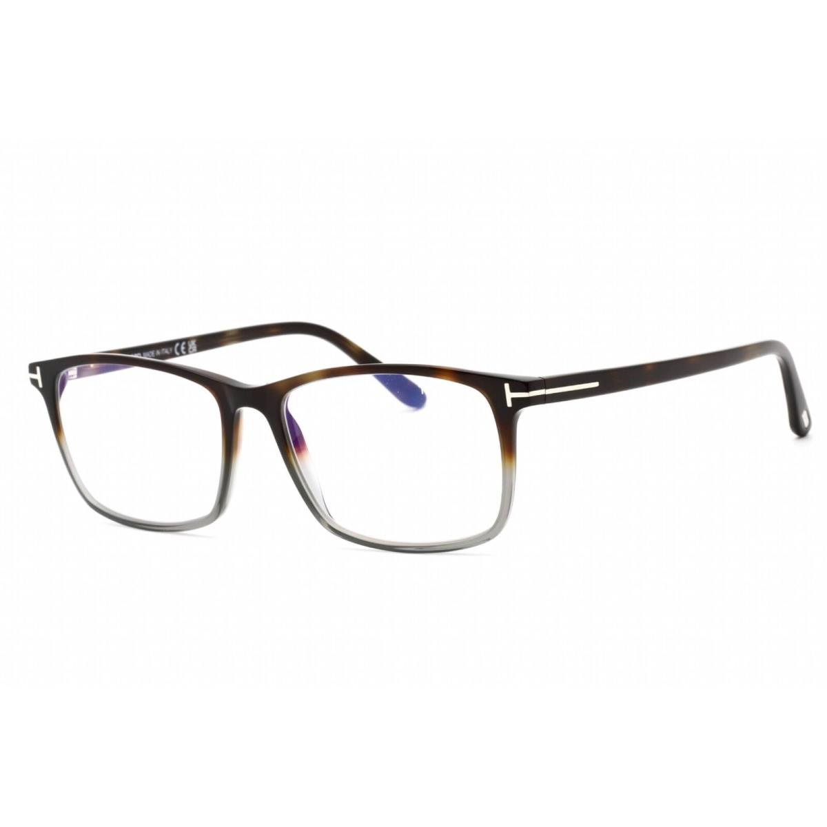 Tom Ford Men`s Eyeglasses Shiny Havana/grey Rectangular Plastic FT5584-B 056