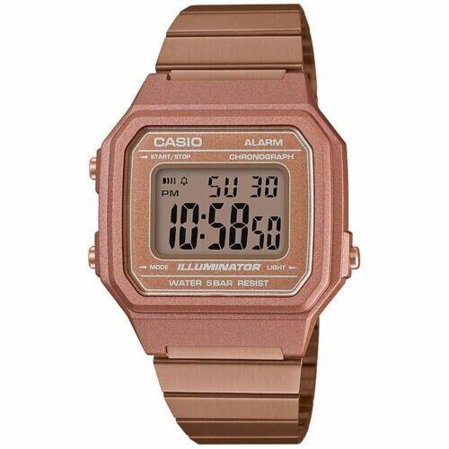 Casio B650WC-5A Retro Digital Square Unisex Stainless Steel Rose Gold Watch