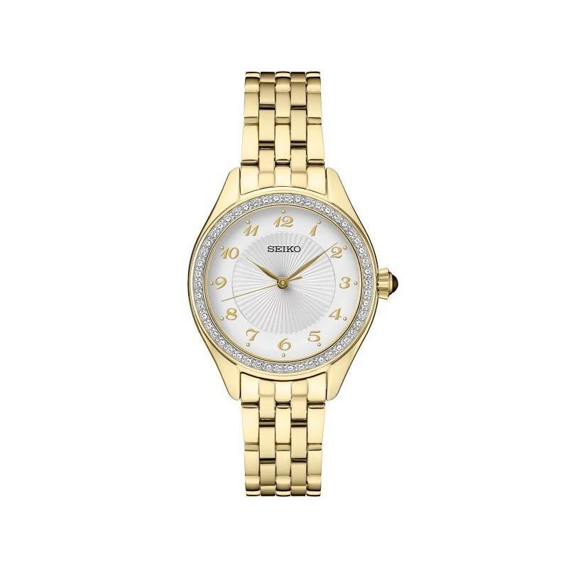 Seiko SUR394 Women`s Crystal Bezel Stainless Steel Watch