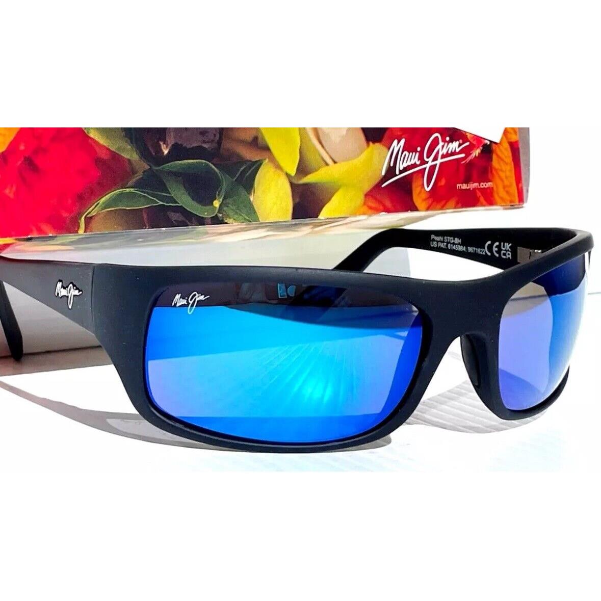 Maui Jim Peahi Matte Black Rubber Polarized Blue Glass Lens Sunglass B202-2M