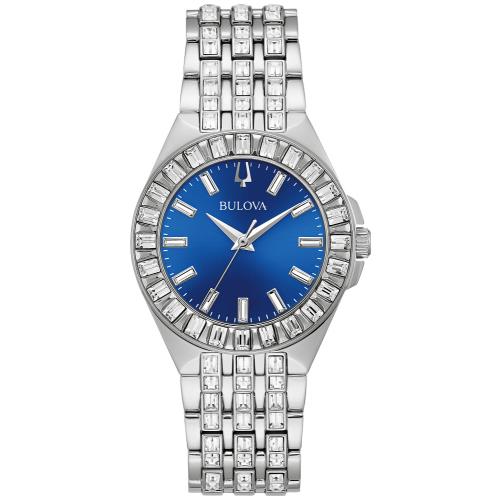 Bulova Phantom Baguette Crystal Blue Dial Womens Watch 96L290