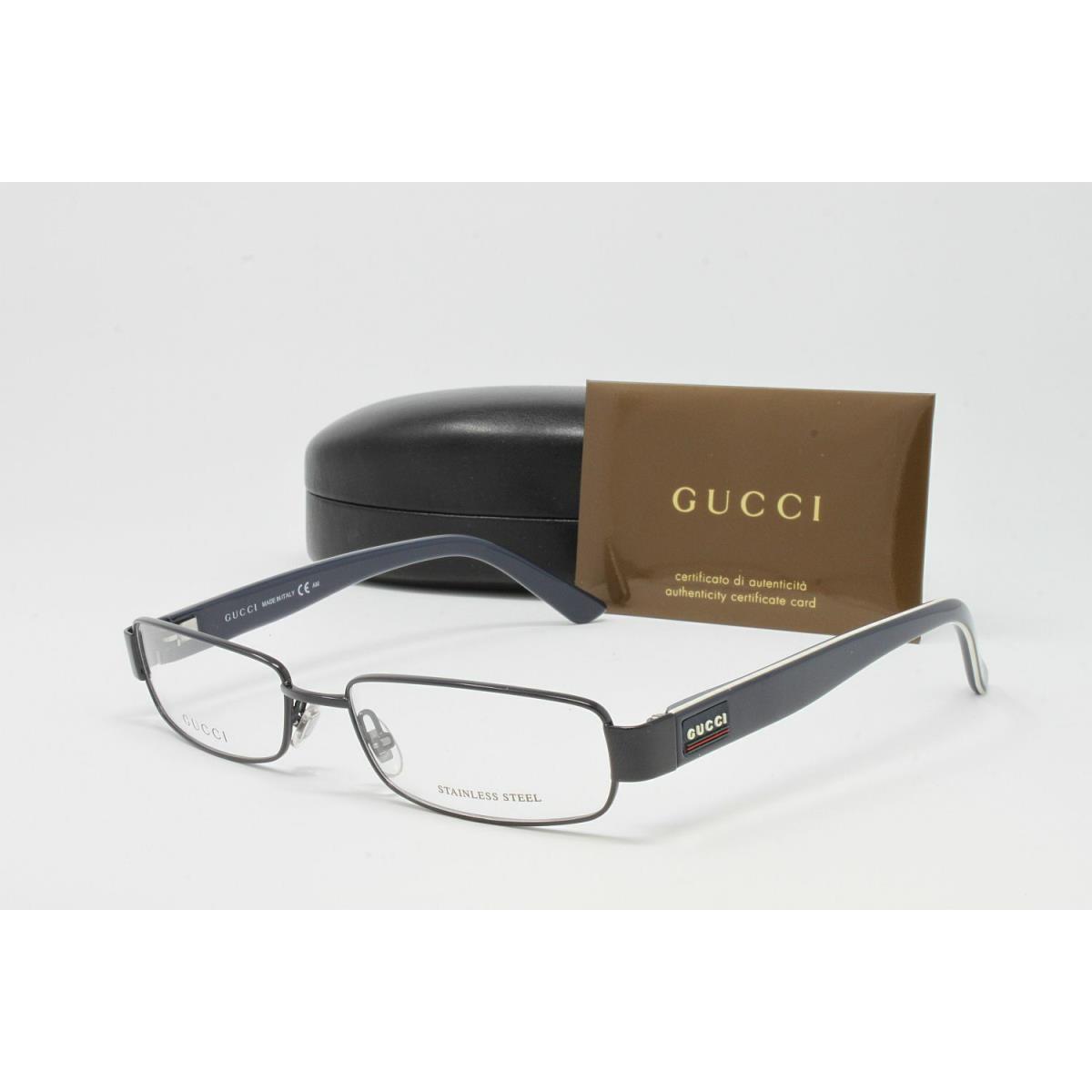 Gucci GG1930 Iqr Blue Cream Rectangular Eyeglasses Size 54mm