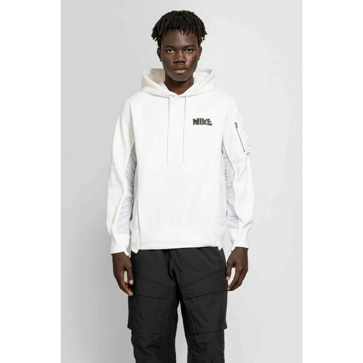 Men`s Nike x Sacai Pullover Hoodie L White Premium Hooded Unisex