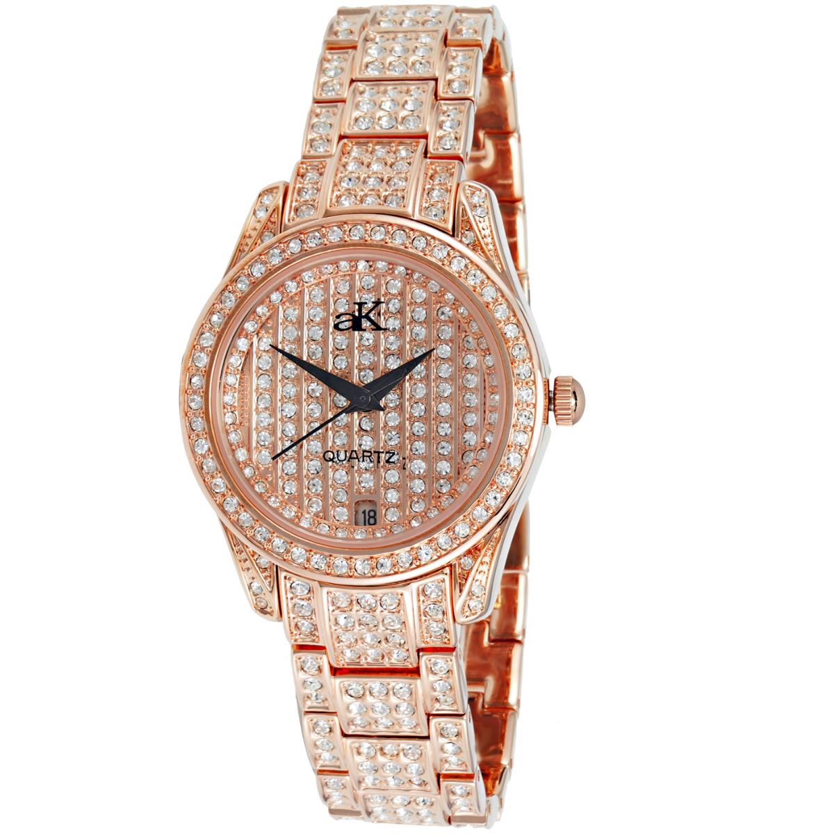 Adee Kaye Royalty Collection Crystal Adorned Watch Rose Gold