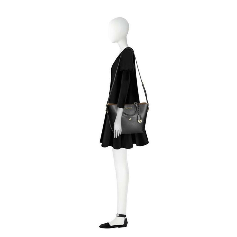 Michael Kors Greenwich Black Saffiano Leather Large Grab Satchel Shoulder Bag