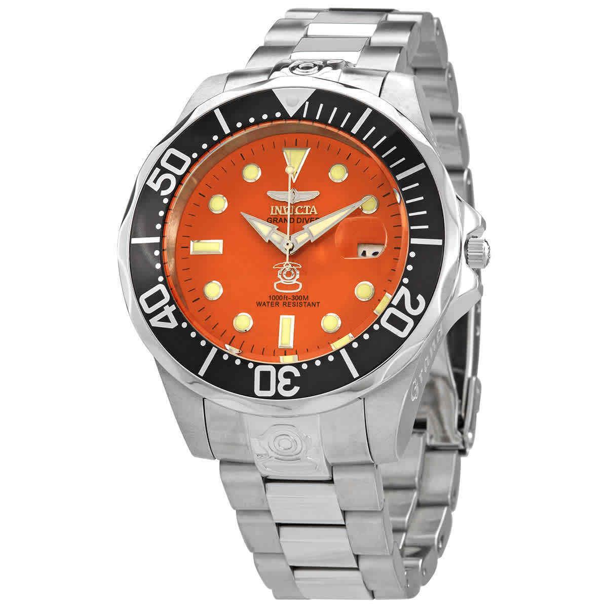 Invicta Grand Diver Orange Men`s Watch - 4186