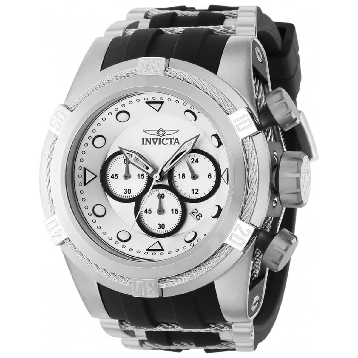 Invicta Men`s Watch Bolt Zeus Chronograph Black and Silver Tone Strap 37188