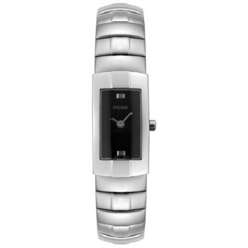 Pulsar PEG583X1 Women`s Black Dial Stainless Steel Silver Tone Watch