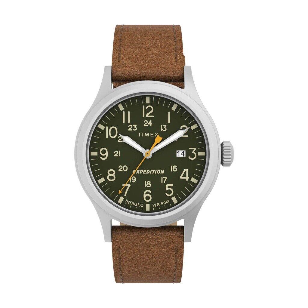 Timex TW4B23000 Men`s Expedition Leather Indiglo Watch Scout Date