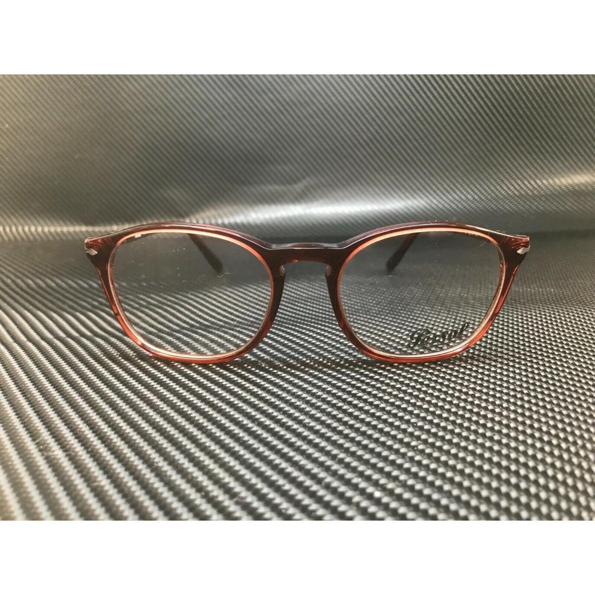 Persol PO3007V 1104 Red Transparent Square Rectangle Men`s 52 mm Eyeglasses