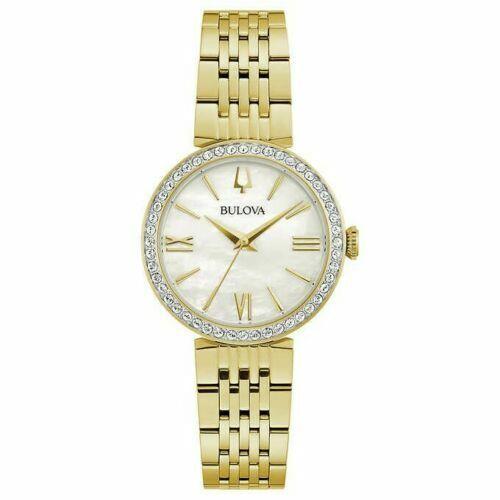 Bulova 98L276 Mother-of-pearl Dial Crystal Accented Gold Tone Women`s Watch