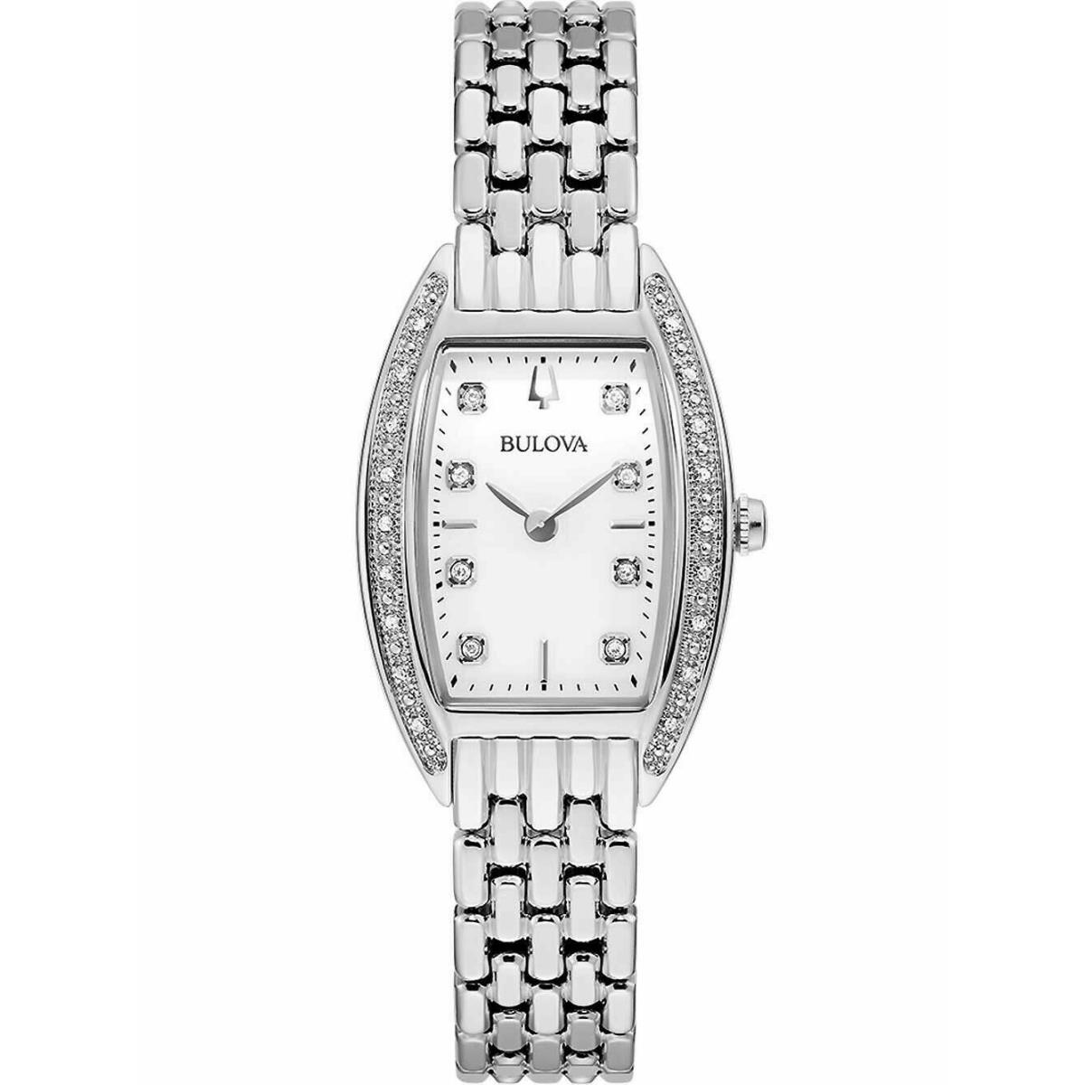Bulova 96R244 Mother-of-pearl Dial Diamond Silver Tone Watch Great Gift