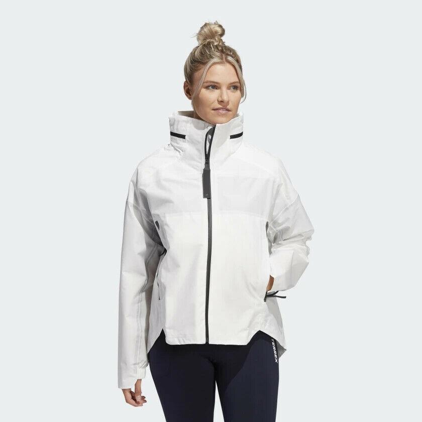 Size Medium M Womens Adidas Myshelter Rain.rdy Parley White Jacket GK8651