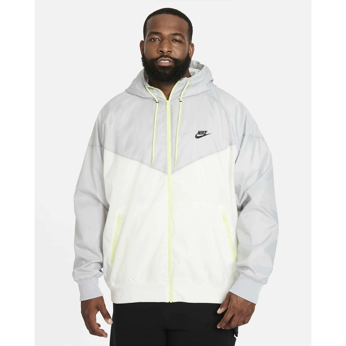 Nike Windrunner Windbreaker Jacket Hoodie Grey/light Lemon Size Large DA0001-133