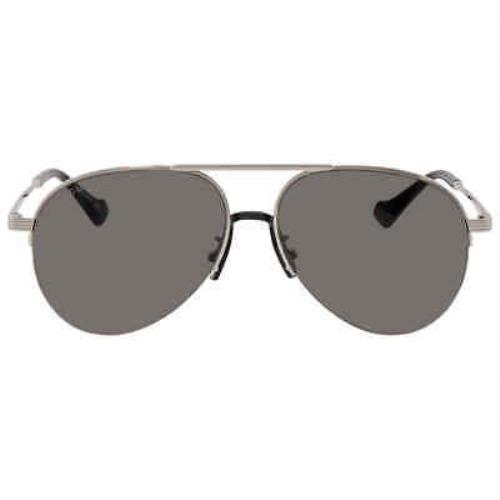 Gucci Grey Aviator Sunglasses GG0742S 001 58 GG0742S 001 58 - Silver Frame, Grey Lens
