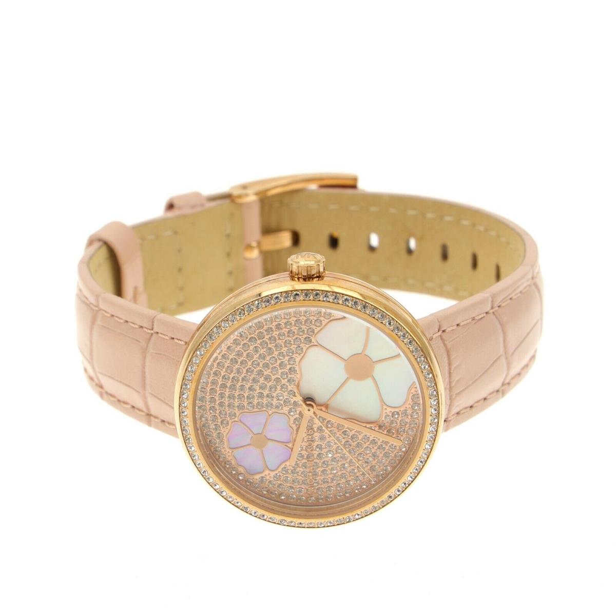 Michael Kors Courtney Crystal Leather Strap 36mm Watch 2374