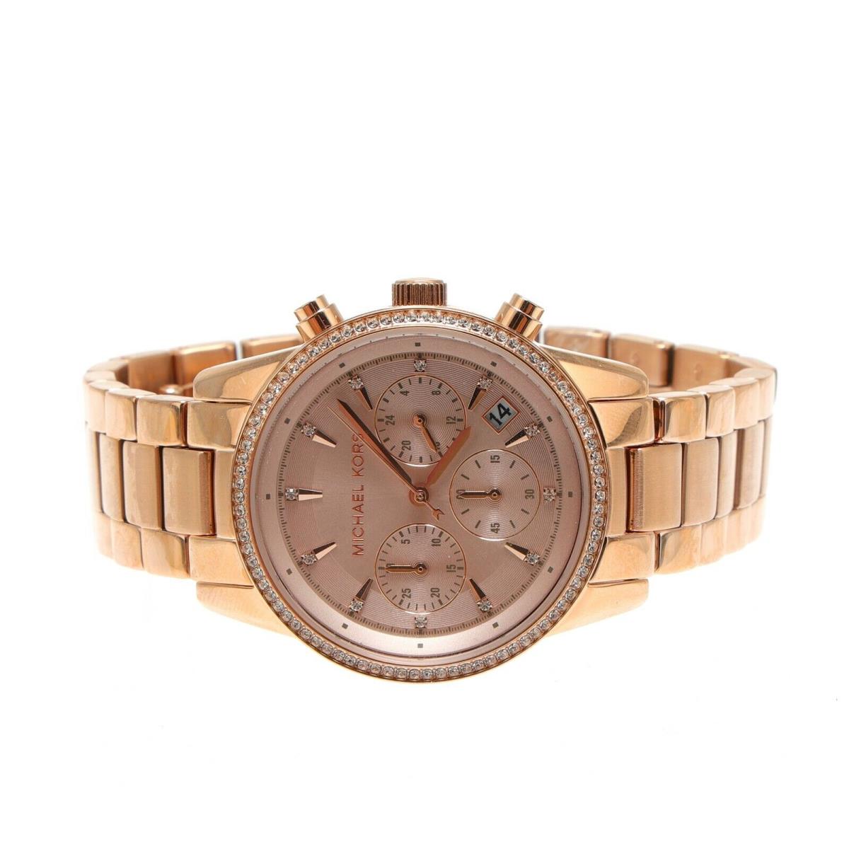 Michael Kors Ritz Chronograph Rose Gold Bracelet Watch 3205 - Rose Gold Dial, Rose Gold Band