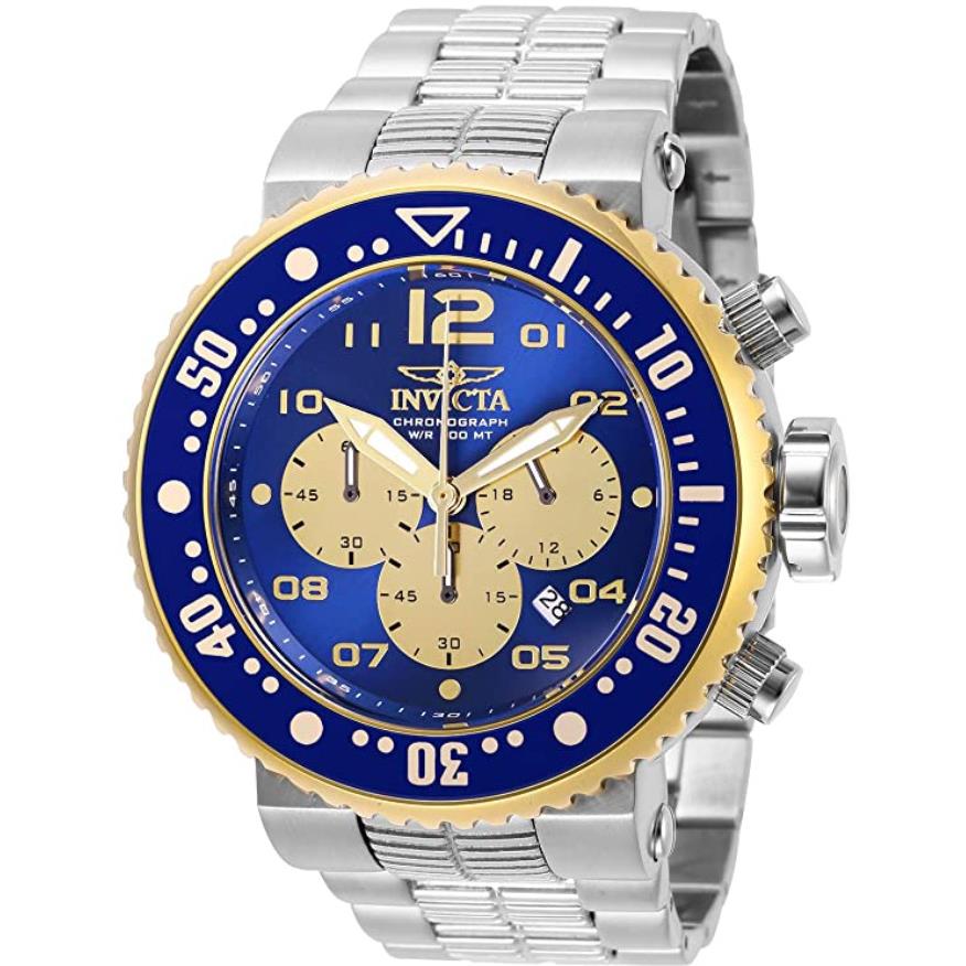 Invicta 29760 Pro Diver Chronograph Date Blue Dial Stainless Men`s Watch