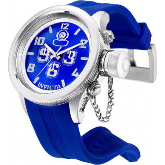 Invicta Russian Diver Men`s Watch - 52mm Blue Face Band - Dial: Rose Gold, Band: Blue