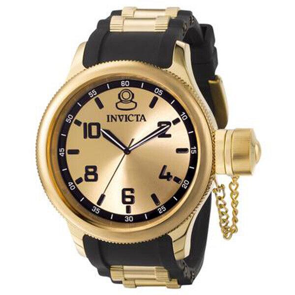 Invicta Russian Diver Men`s Watch 51.5mm Gold Black Color b - Rose Gold Dial, Blue Band