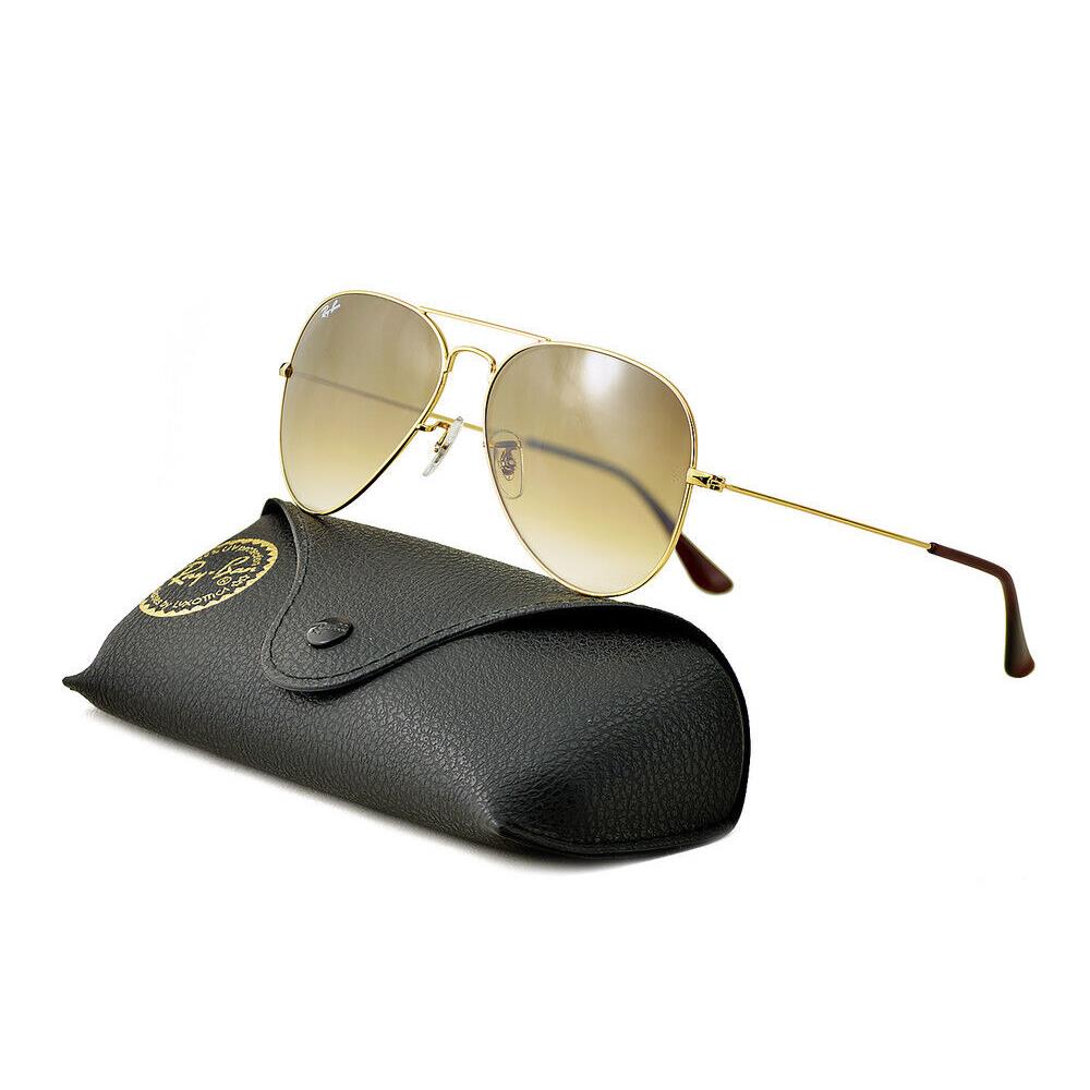 Ray-ban Sunglasses RB3025 Aviator Gradient Gold Frame Light Brown Lens 58mm - Frame: Polished Gold, Lens: Light Brown