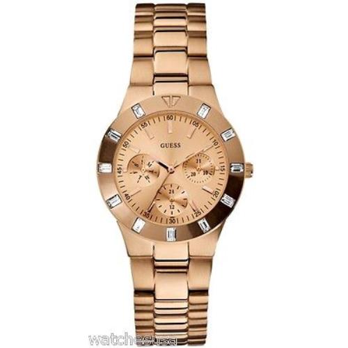 Guess Women`s Feminine Hi-shine Rose Gold-tone Mid-size Watch U13013L1 - Gold