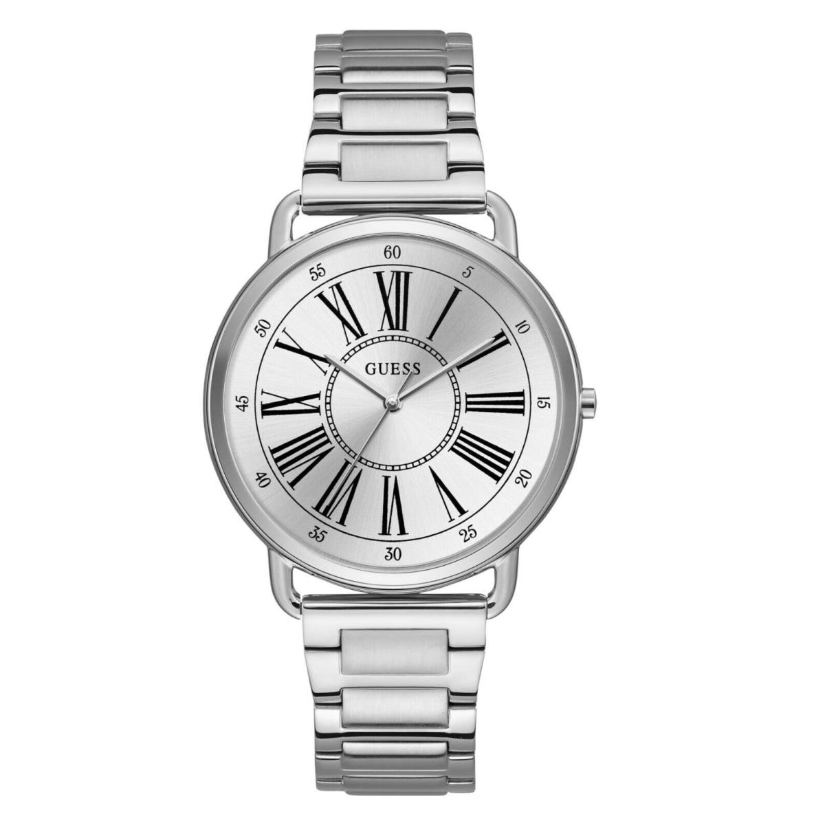 Guess Silver Tone Stainless Steel Roman Numeric Classic WATCH-U1149L1