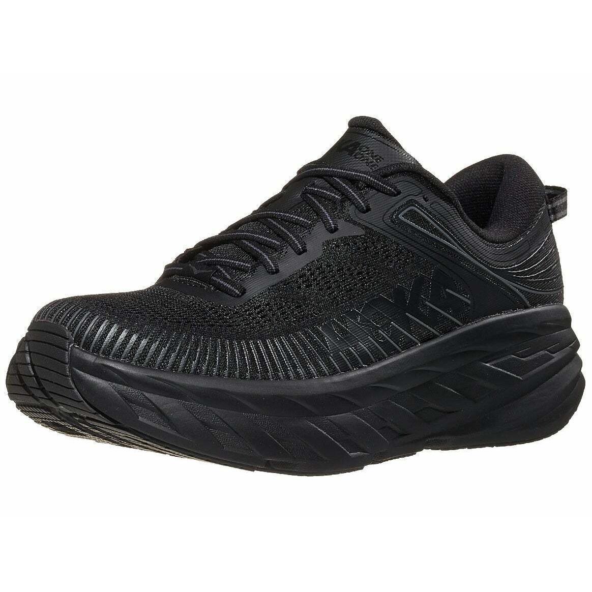 Hoka One One Bondi 7 Men`s Road Running Shoes Lightweight Cushioned Support Black/Black