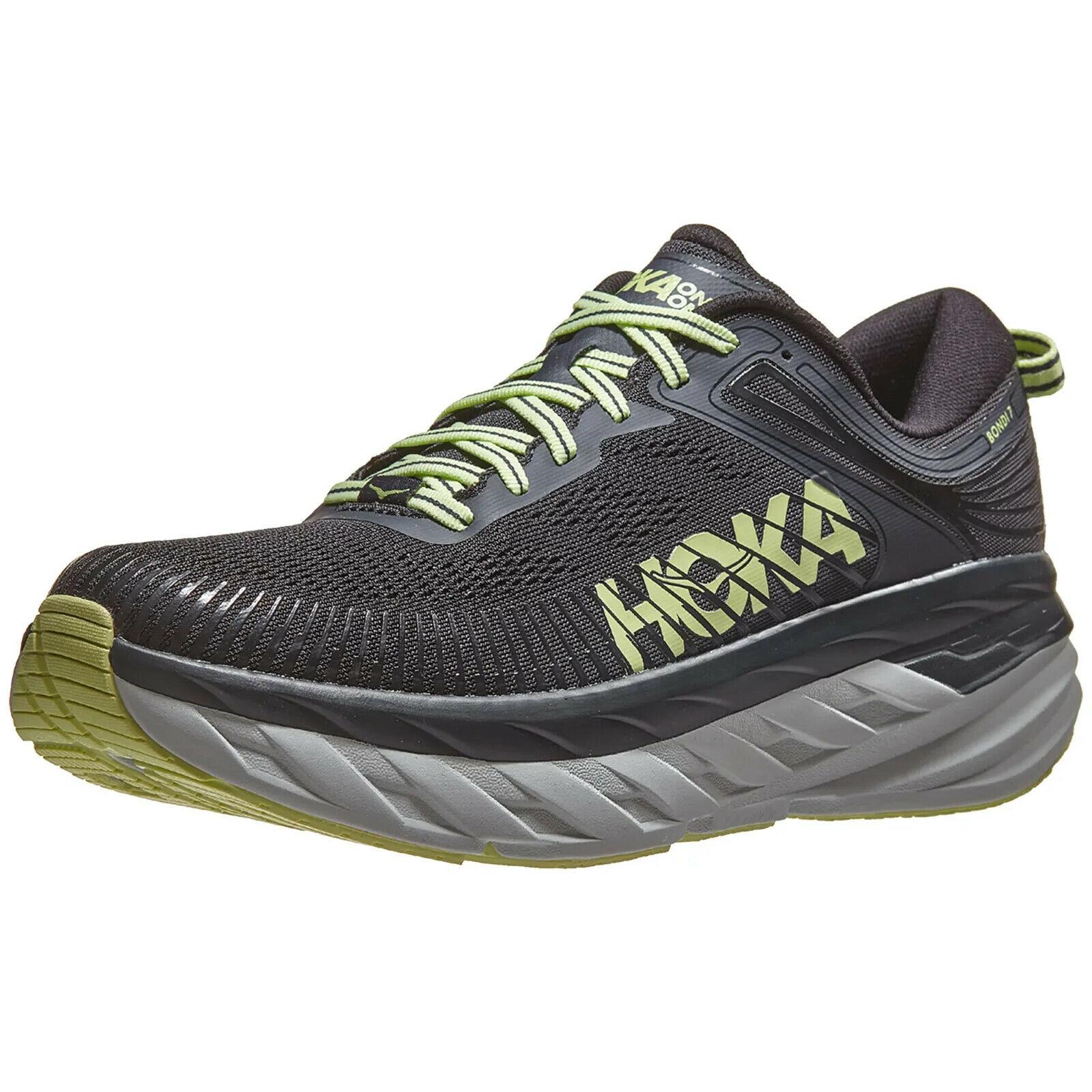 Hoka One One Bondi 7 Men`s Road Running Shoes Lightweight Cushioned Support Blue Graphite/Butterfly