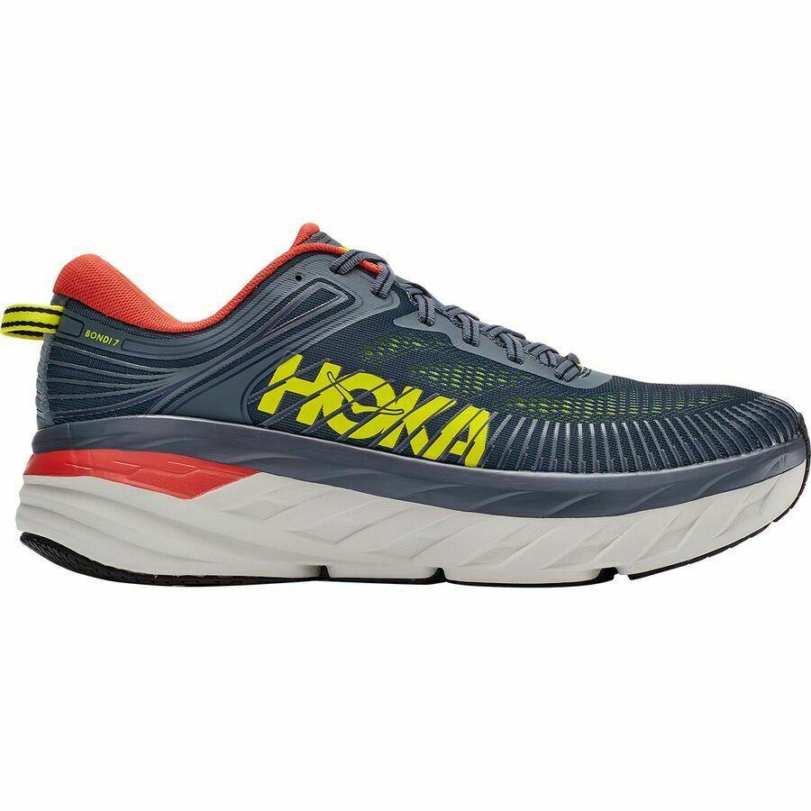 Hoka One One Bondi 7 Men`s Road Running Shoes Lightweight Cushioned Support Turbulence/Chili