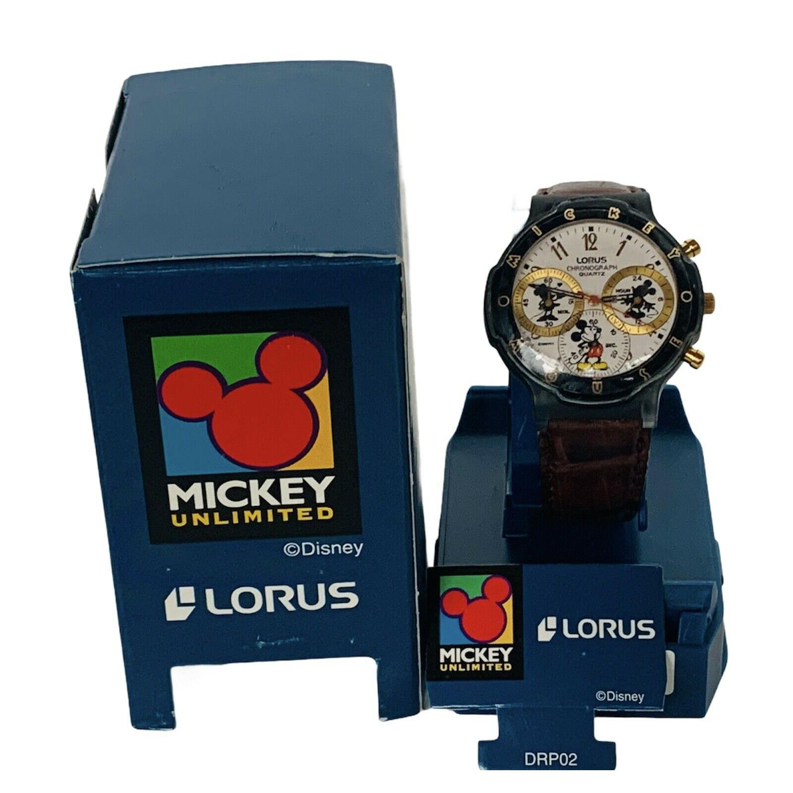 Walt Disney Watch Mickey Mouse Lorus Wristwatch Small World Chronograph Gold Vtg