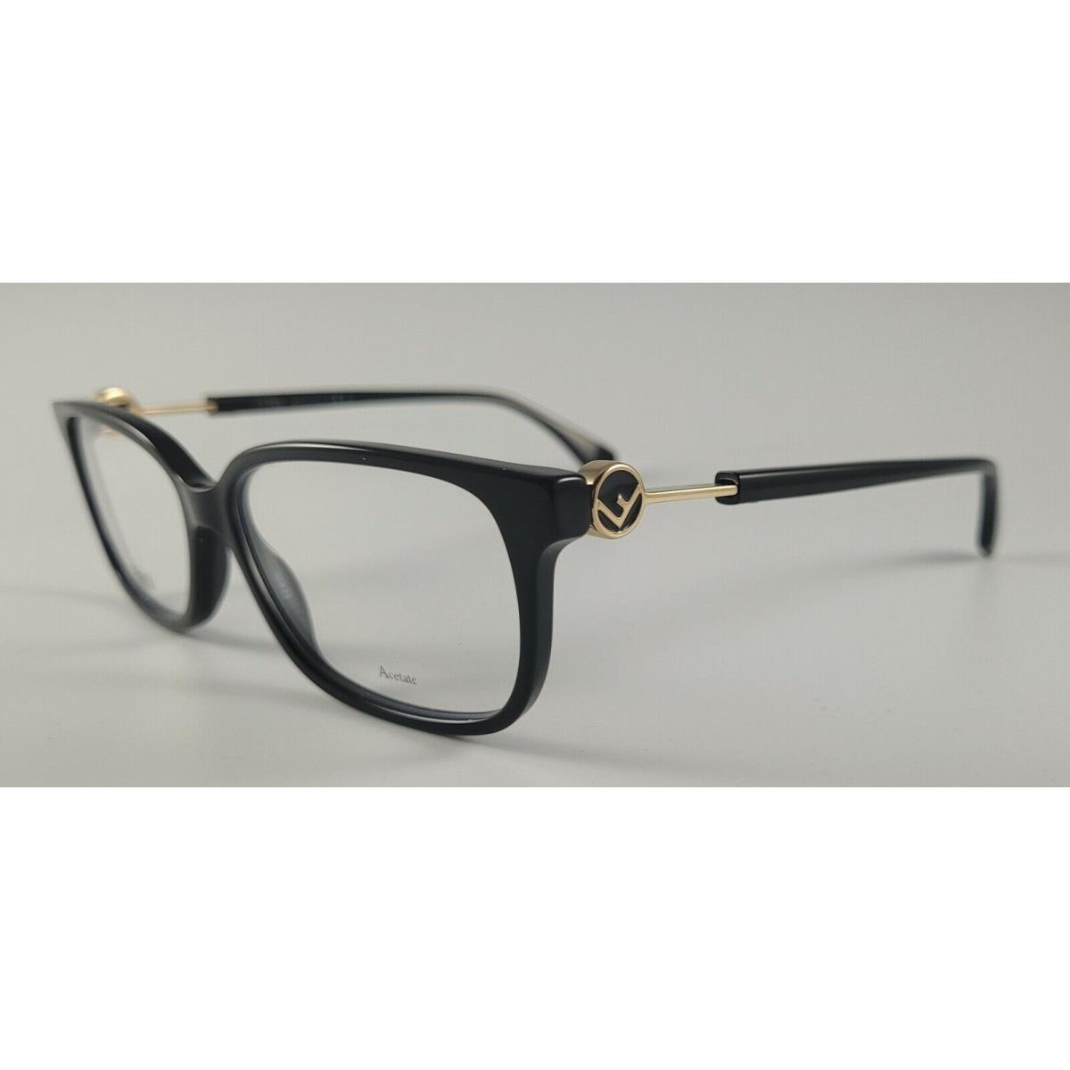 Fendi Eyeglasses FF 0394 Color 807 Black Gold Size 54 Square