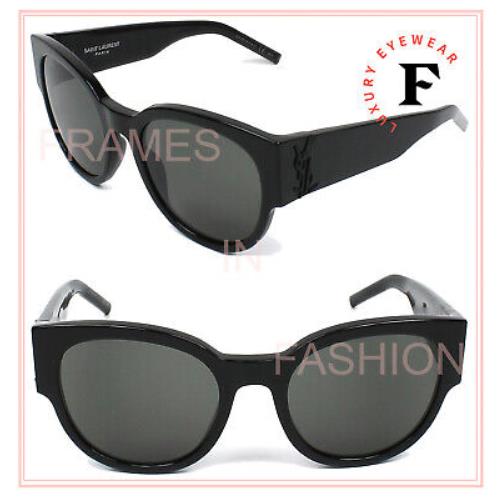 Saint Laurent Monogram 19 SLM19 Black Chunky Logo Sunglasses 001