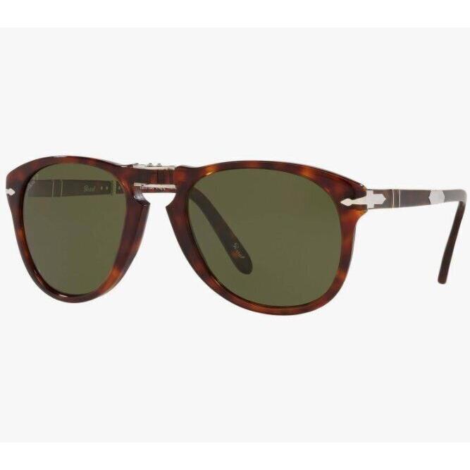 Persol PO0714SM 24/P1 54 Steve Mcqueen Polarized Sunglasses - Frame: Brown, Lens: Green